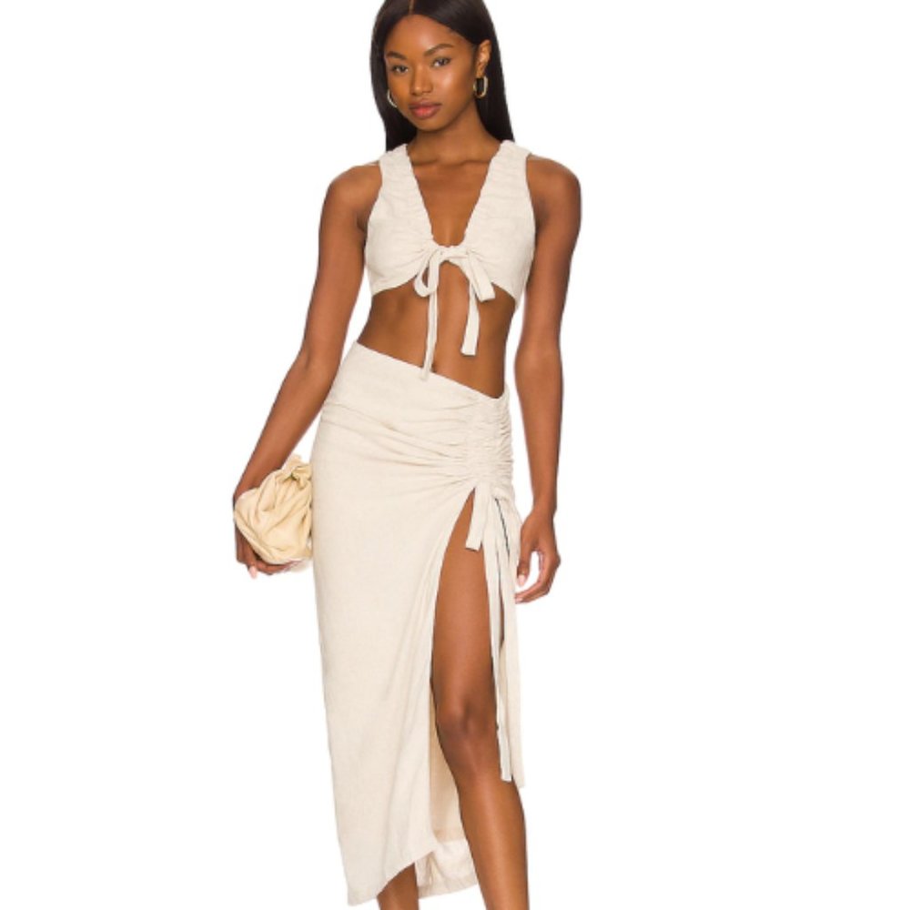Camila Coelho Merilee Midi Dress Oatmeal